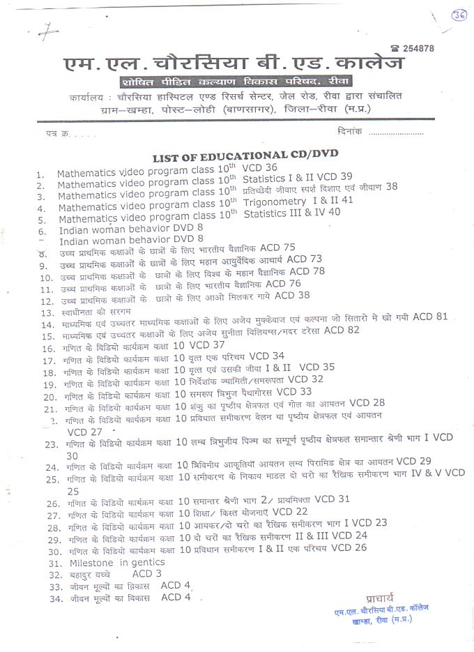 LIST OF EDUCATIONAL